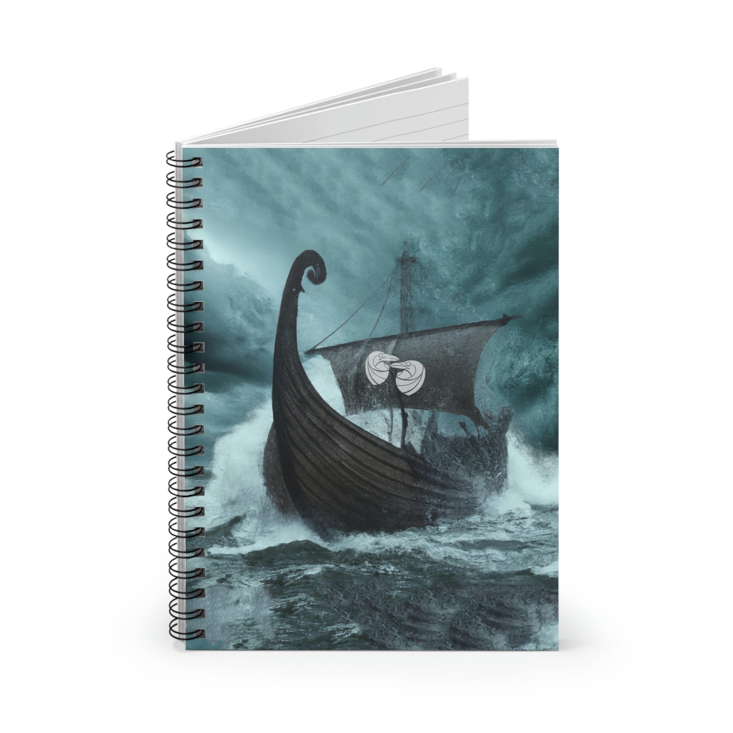 Huginn and Muninn viking longship - Spiral Notebook - Ruled Line