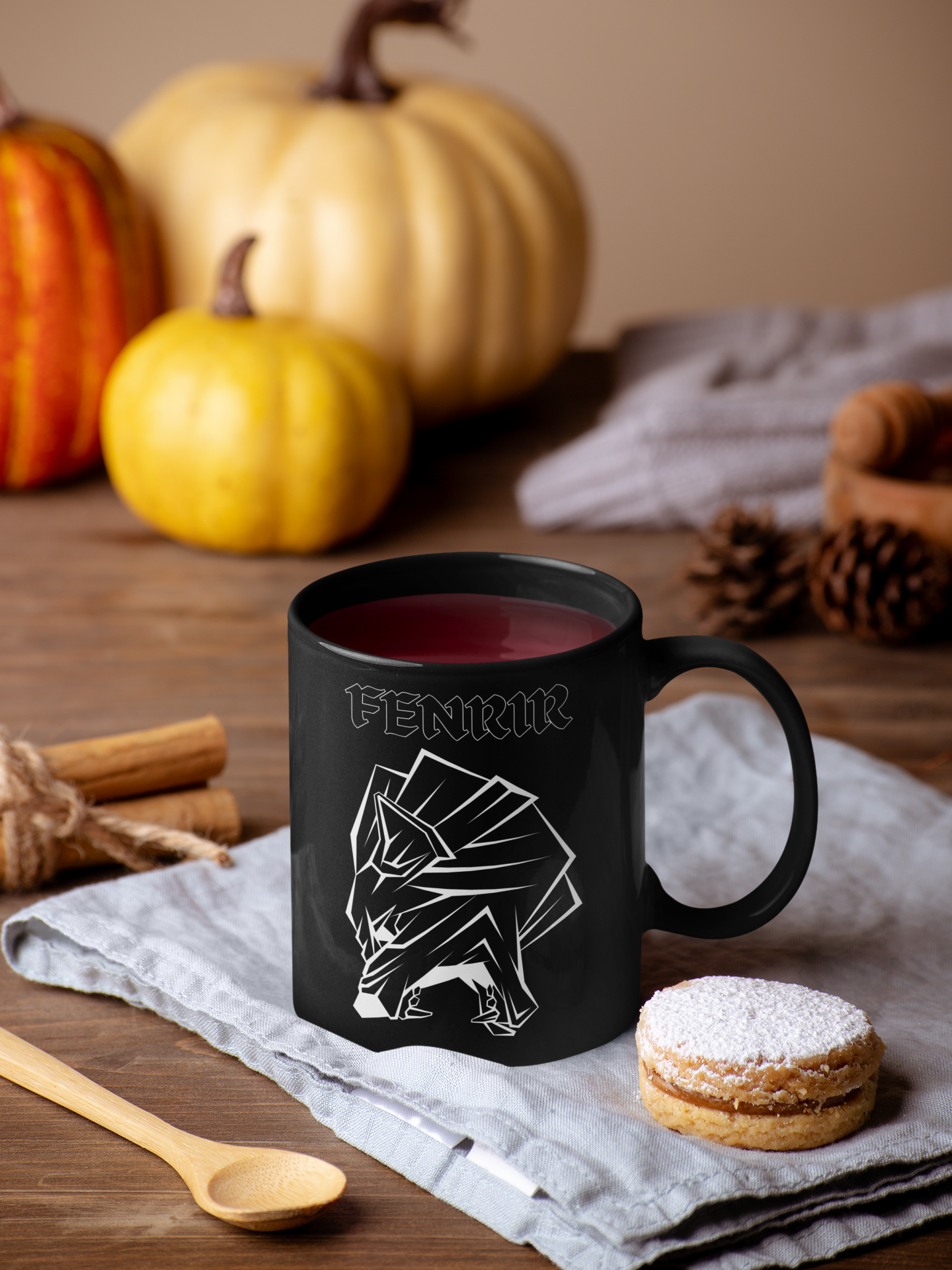 Fenrir Black Viking Mug 15oz